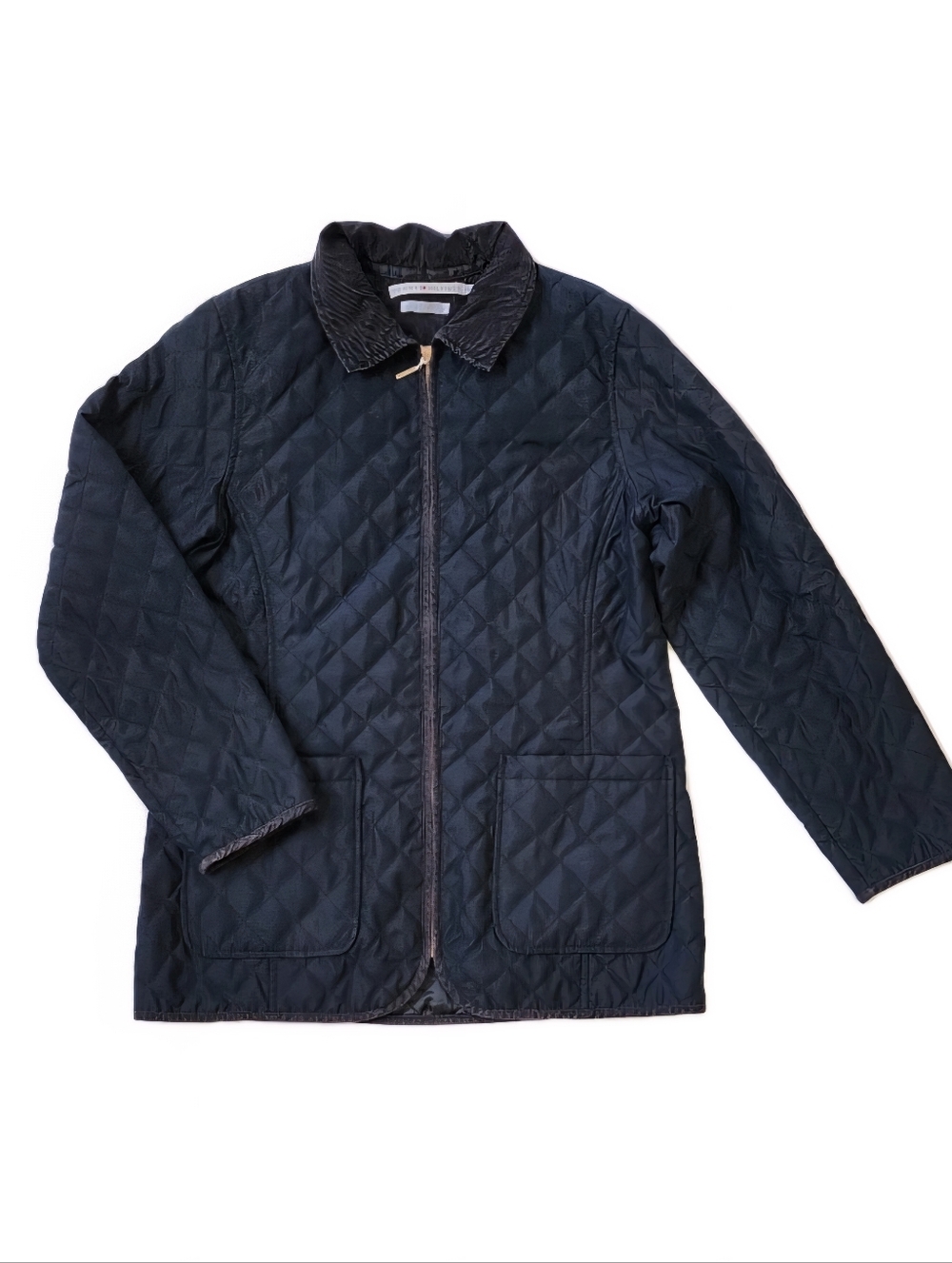 Vintage Tommy Hilfiger Quilted Jacket Women’s Large Black Corduroy Collar Coat